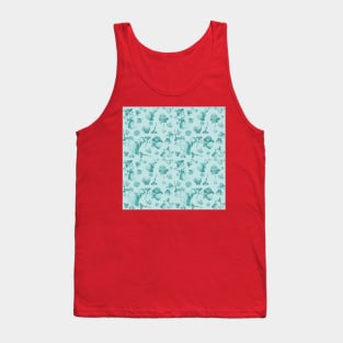 Lady Kitty Toile, Teal Tank Top